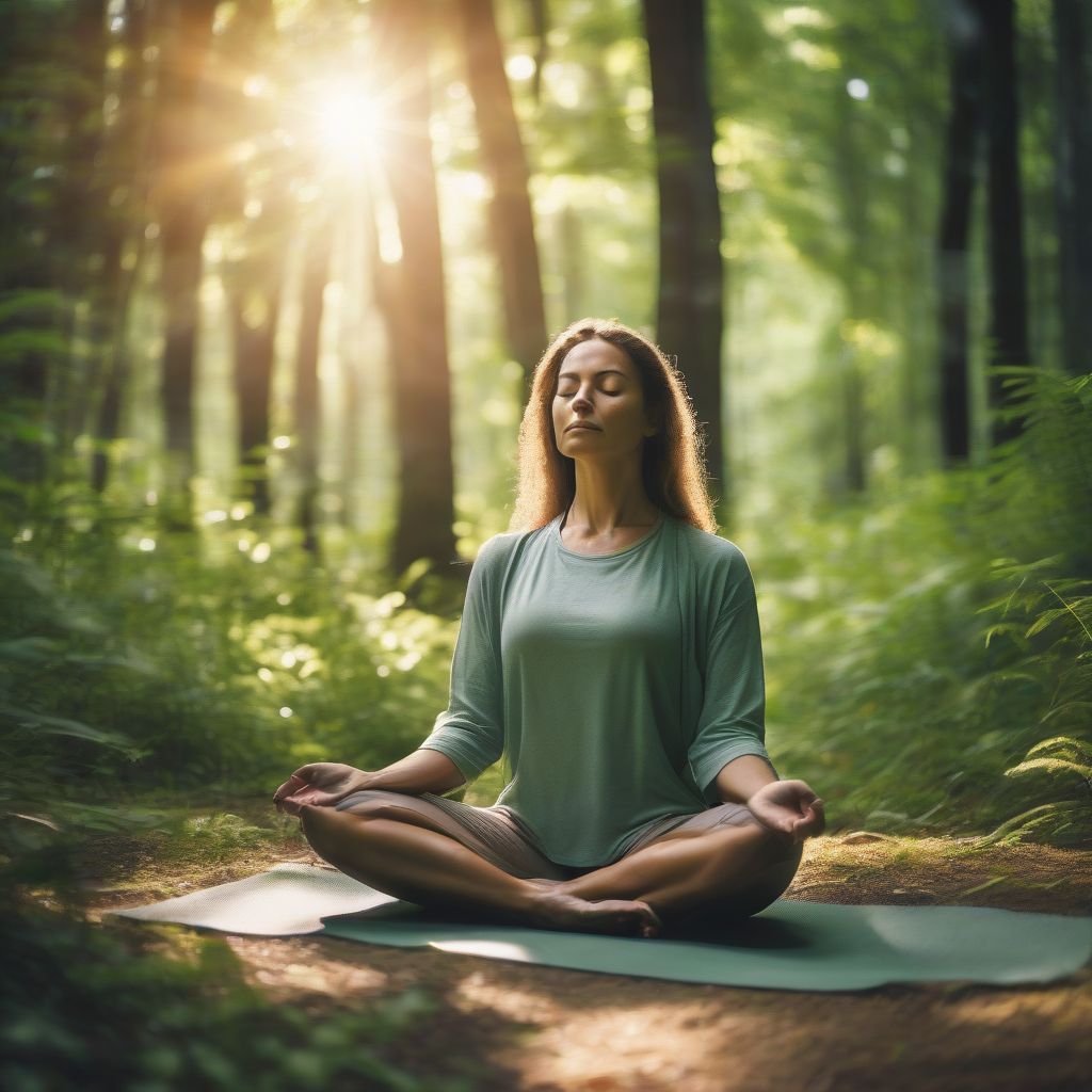 Woman Meditating Peacefully in Nature