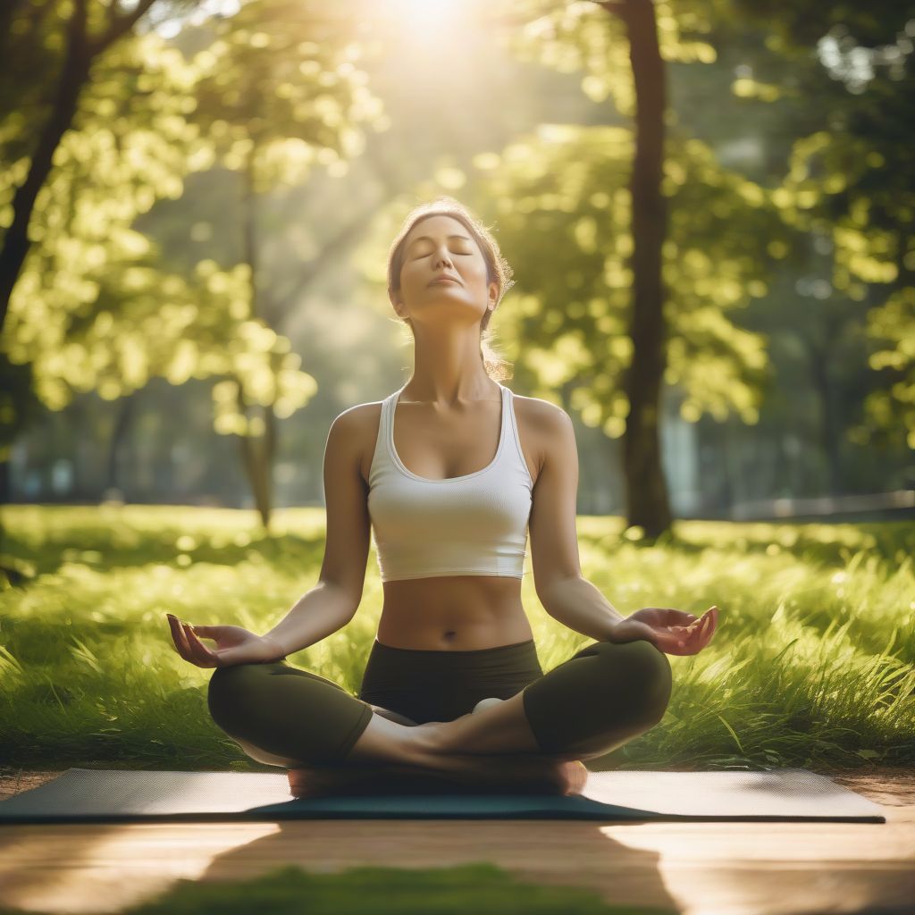 Woman Meditating Peacefully in Park